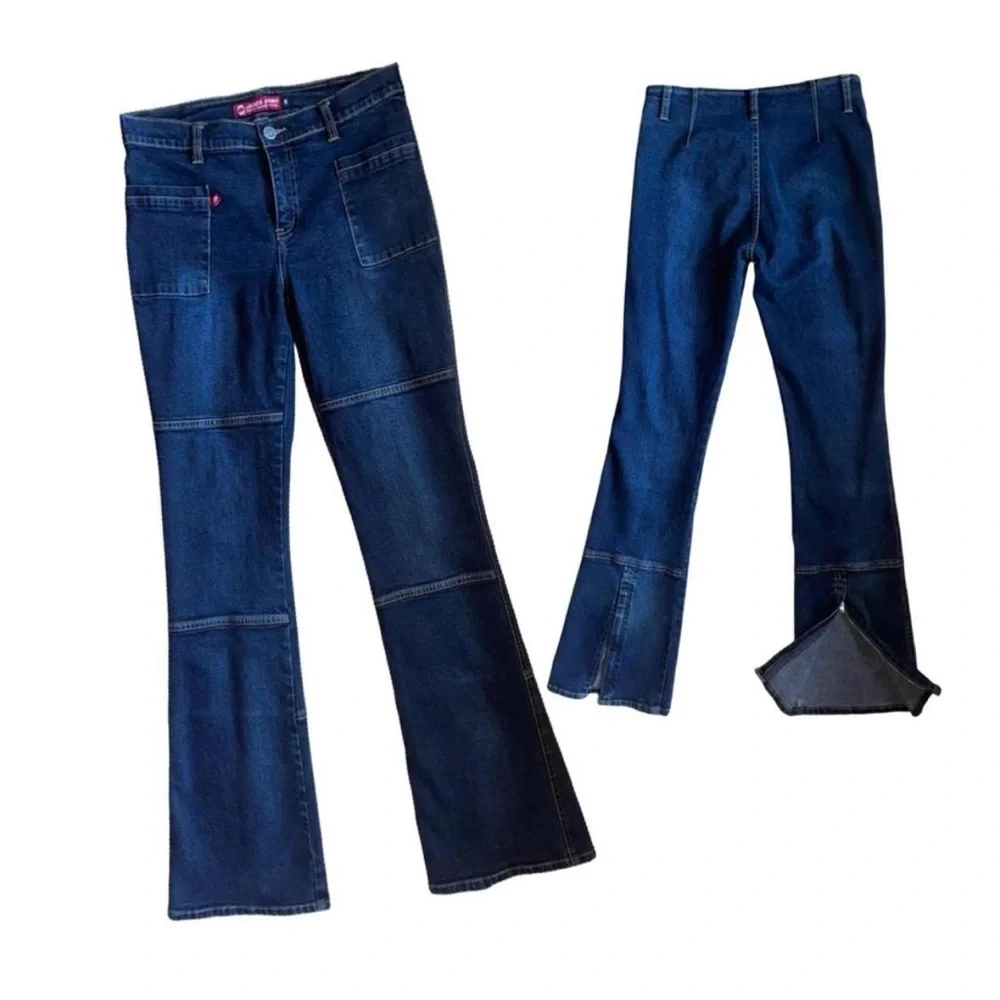 Y2K Vintage Janes Army Jeans Seam Detail Patch Pocket Zipper Leg Flare Bootcut